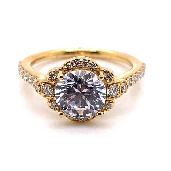 Ritani Yellow 18 Karat Gold Diamond Engagement Ring Mounting Size 6.5 *