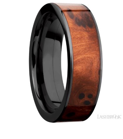 Lashbrook Black Zirconium Thuya Burl Wood Wedding Band Size 10 * - view 2