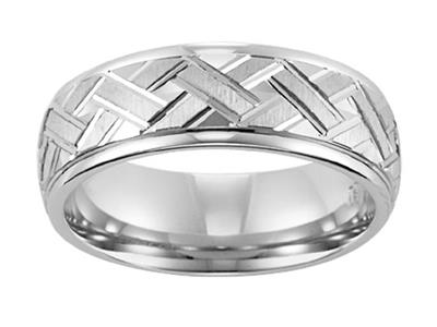 ArtCarved White 14 Karat Gold Wedding Band Size 9.5 *
