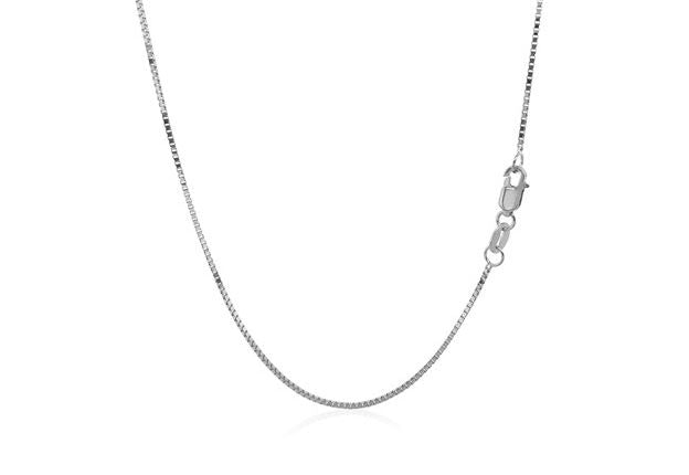 14 Karat White 18" Box Chain.