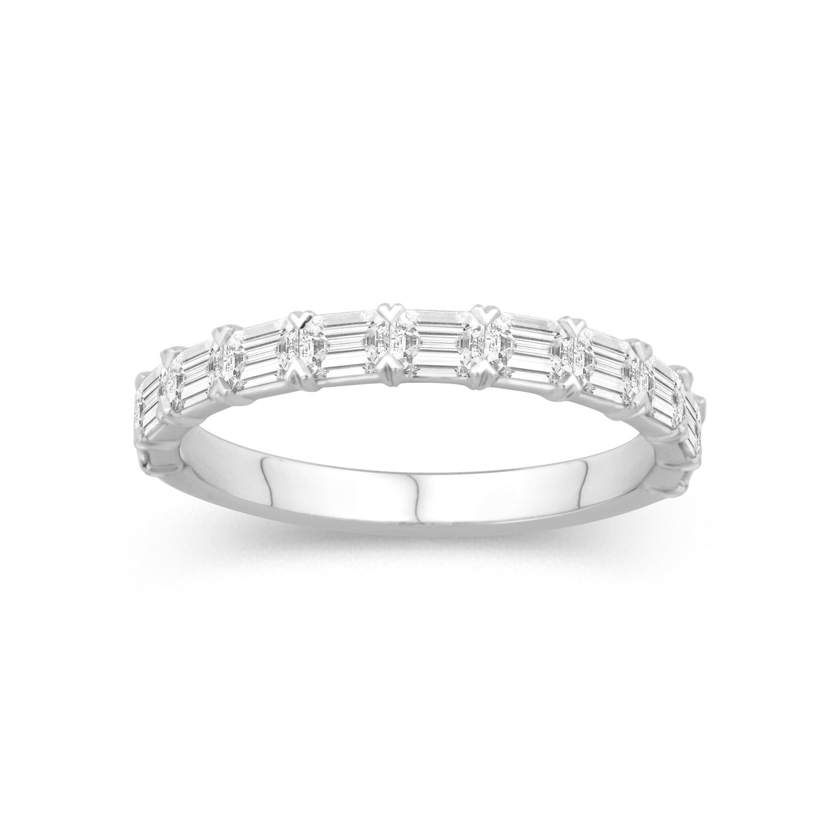 Diamond Designs White 18 Karat Gold Emerald Cut Diamond Wedding Band Size 6.5 - view 2