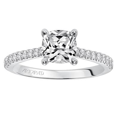 ArtCarved White 14 Karat Gold Diamond Engagement Ring Mounting Size 6.5 *