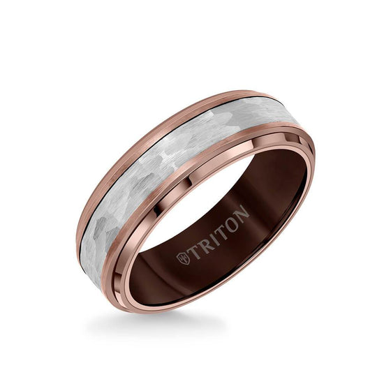 Triton Brown & White Tungsten Carbide Wedding Band Size 10 *