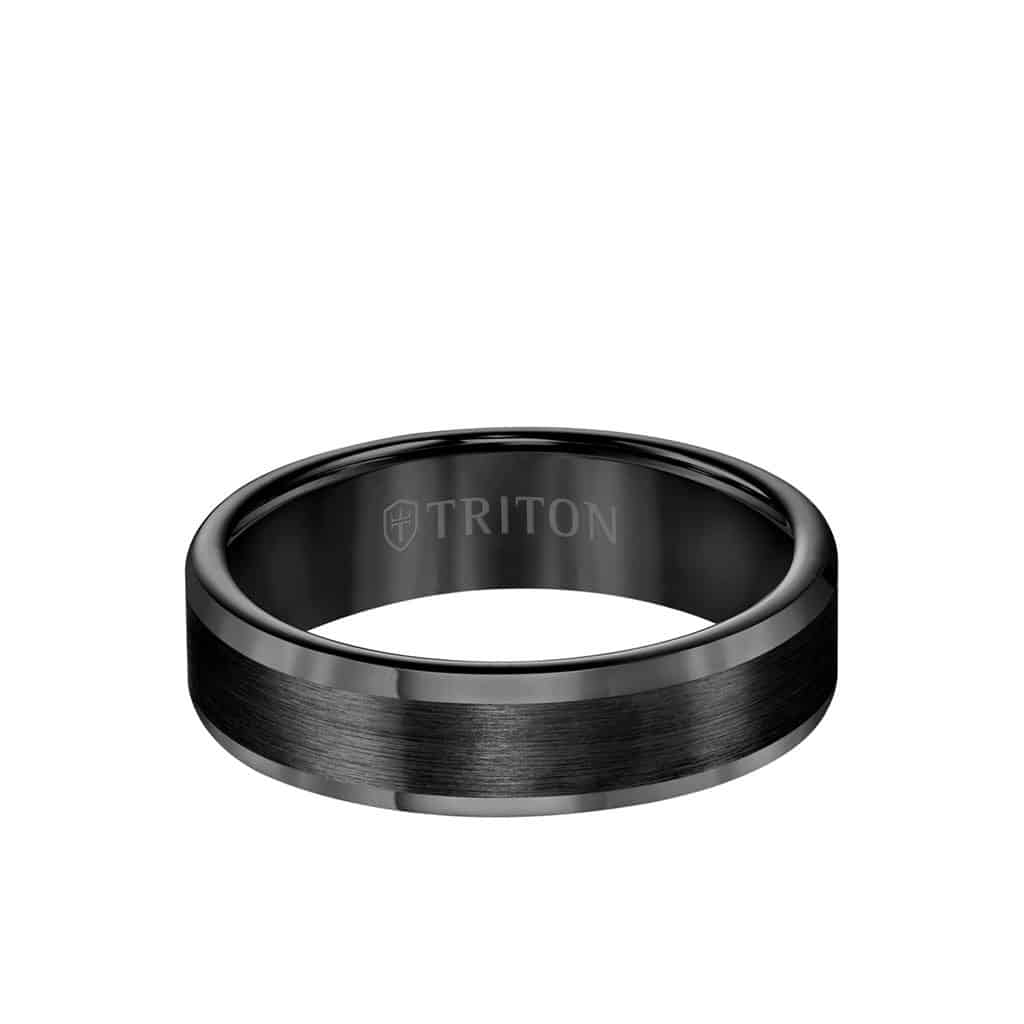 Black Tungsten Carbide Satin Wedding Band Size 10 * - view 2