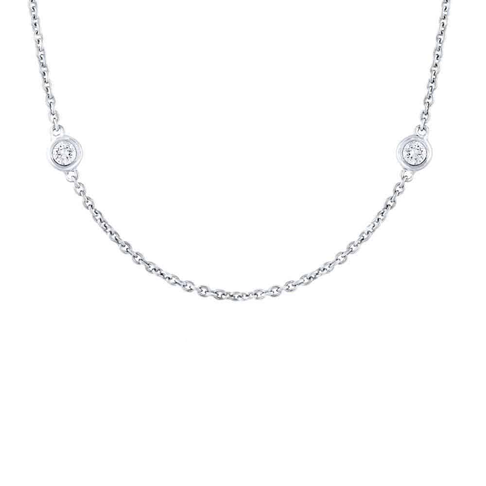 Shy Creation White 14 Karat Gold Diamond By the Yard Necklace * - view 2