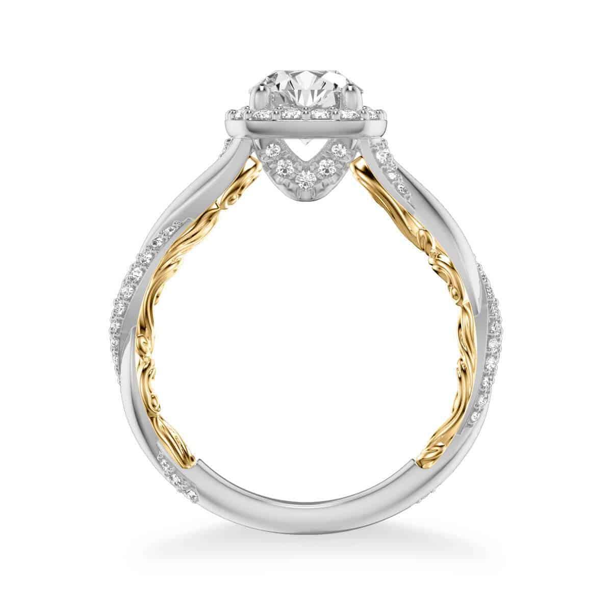 ArtCarved "Ainsley" White & Yellow 14 Karat Gold Diamond Engagement Ring Mounting Size 6.5 - view 2