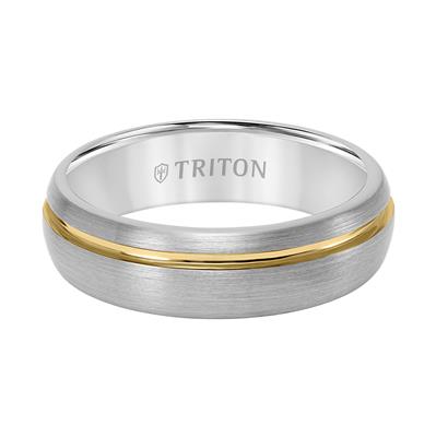 Triton Grey Tungsten Carbide with Gold Tone Inlay Wedding Band Size 10* - view 2
