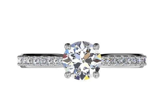 Ritani White 14 Karat Gold Diamond Engagement Ring Mounting Size 6.5 *