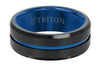 Triton Black Tungsten Carbide Blue Inlay Wedding Band Size 10 *