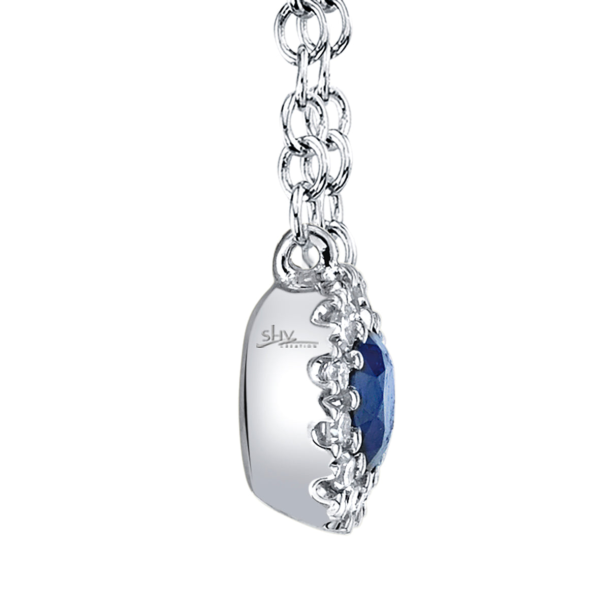 14K White Gold Sapphire, Diamond Pendants, view 2, from Diamond Designs