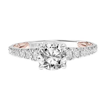 ArtCarved White & Yellow 14 Karat Gold Diamond Engagement Ring Mounting Size 6 - view 2