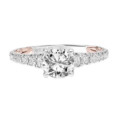ArtCarved White & Yellow 14 Karat Gold Diamond Engagement Ring Mounting Size 6 - view 2