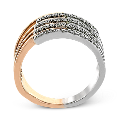 Zeghani White & Rose 14 Karat Gold Diamond Free Form Fashion Ring *