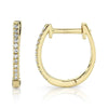 Shy Creation Yellow 14 Karat Gold Diamond Small Hoop Earrings *