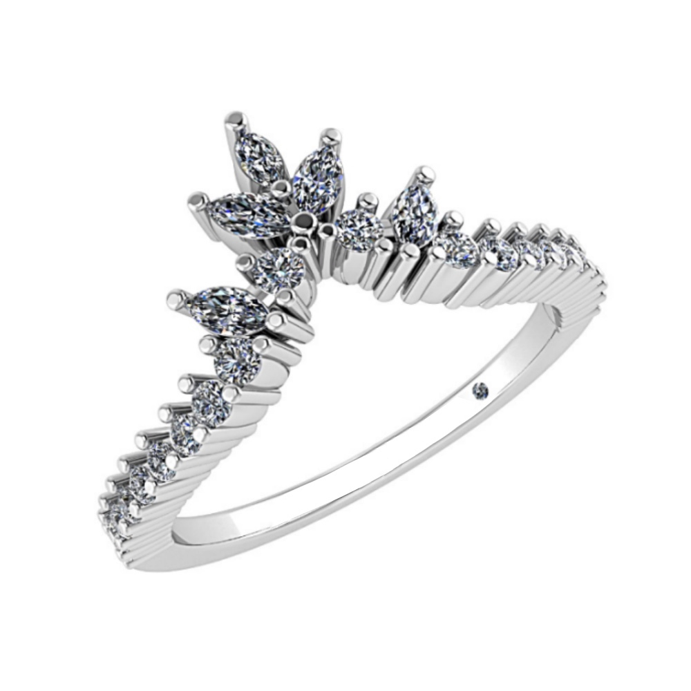 Diamond Designs White 18 Karat Gold Curved Tiara Wedding Band Size 6.5 0.36ctw 25 Diamonds