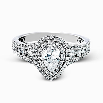 Simon G. MR2592 White Gold Diamond Double Halo Engagement Ring Mounting Size 6.5*