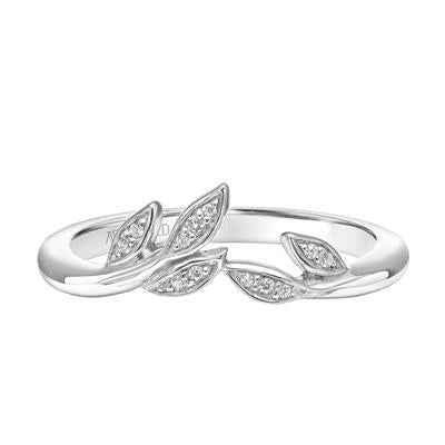 ArtCarved White 14K Gold Diamond Curved Floral V-Shaped Wedding Band Size 6.5 - view 2