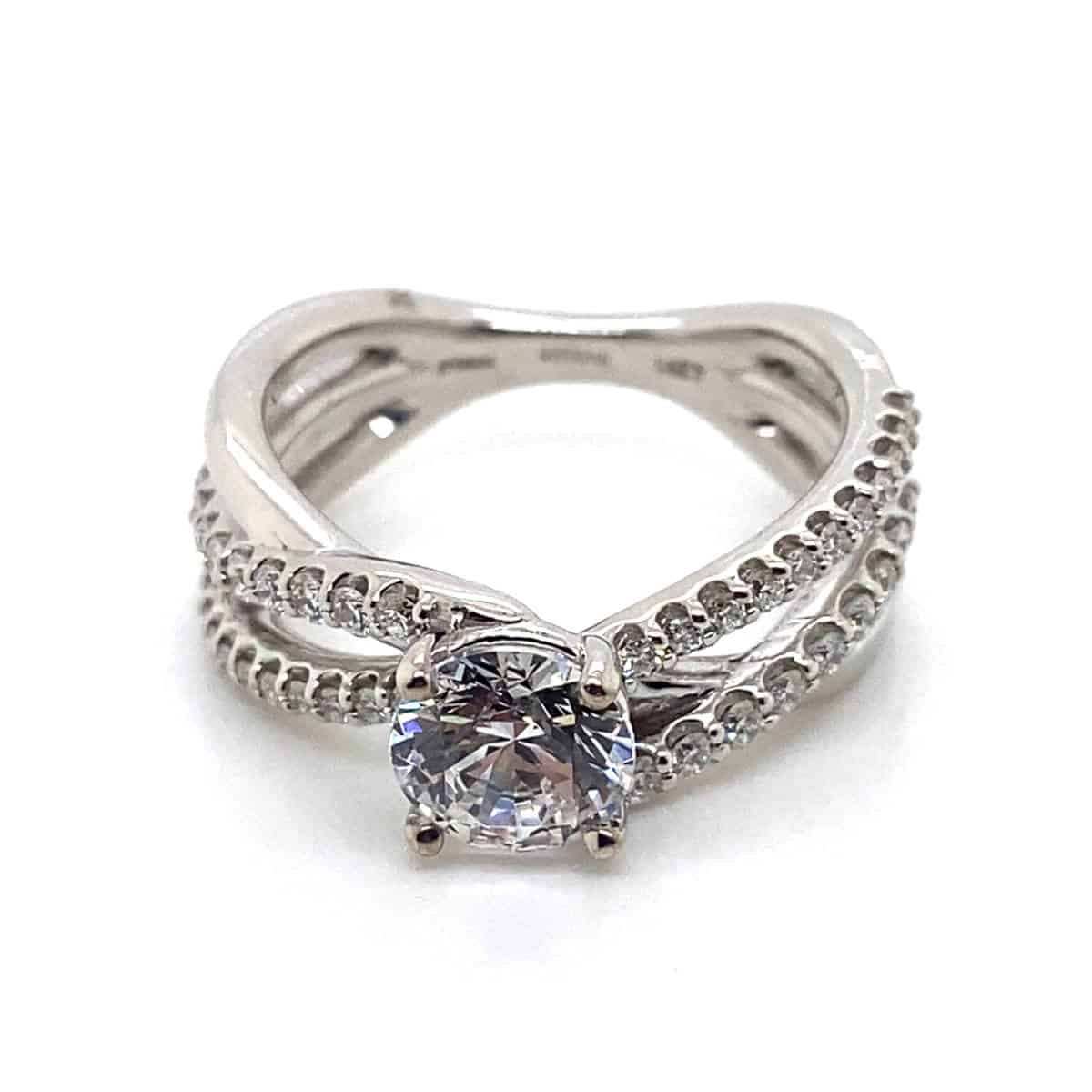 Ritani White 14 Karat Gold Diamond Engagement Ring Mounting Size 6.5 * - view 2
