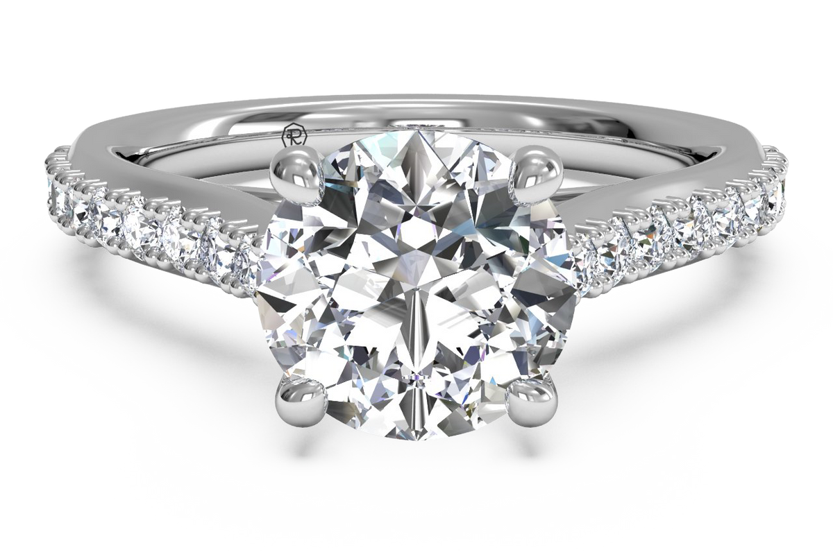 Ritani White 14 Karat Gold Diamond Engagement Ring Mounting Size 6.5 *