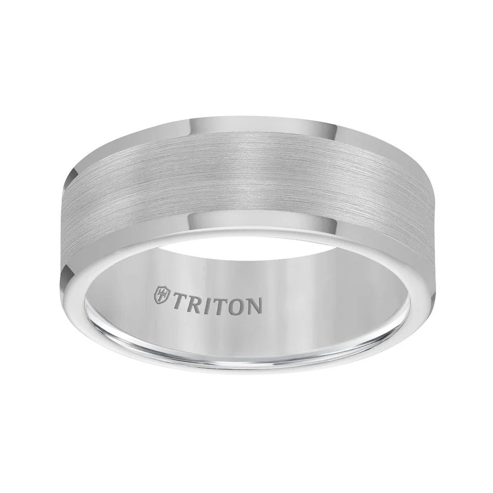 Triton White Tungsten Carbide Satin Wedding Band Size 10.5 * - view 2