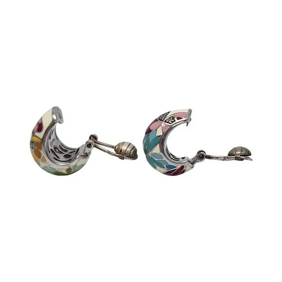 Butterfly Kisses Sterling Silver Ivory Polished Earrings, view 2