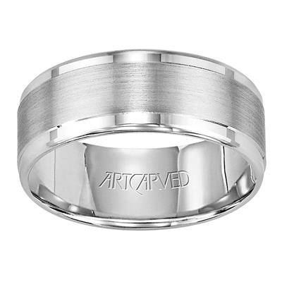 ArtCarved White 14 Karat Gold Wedding Band Size 10 (ART:WV7363W-G) - view 2
