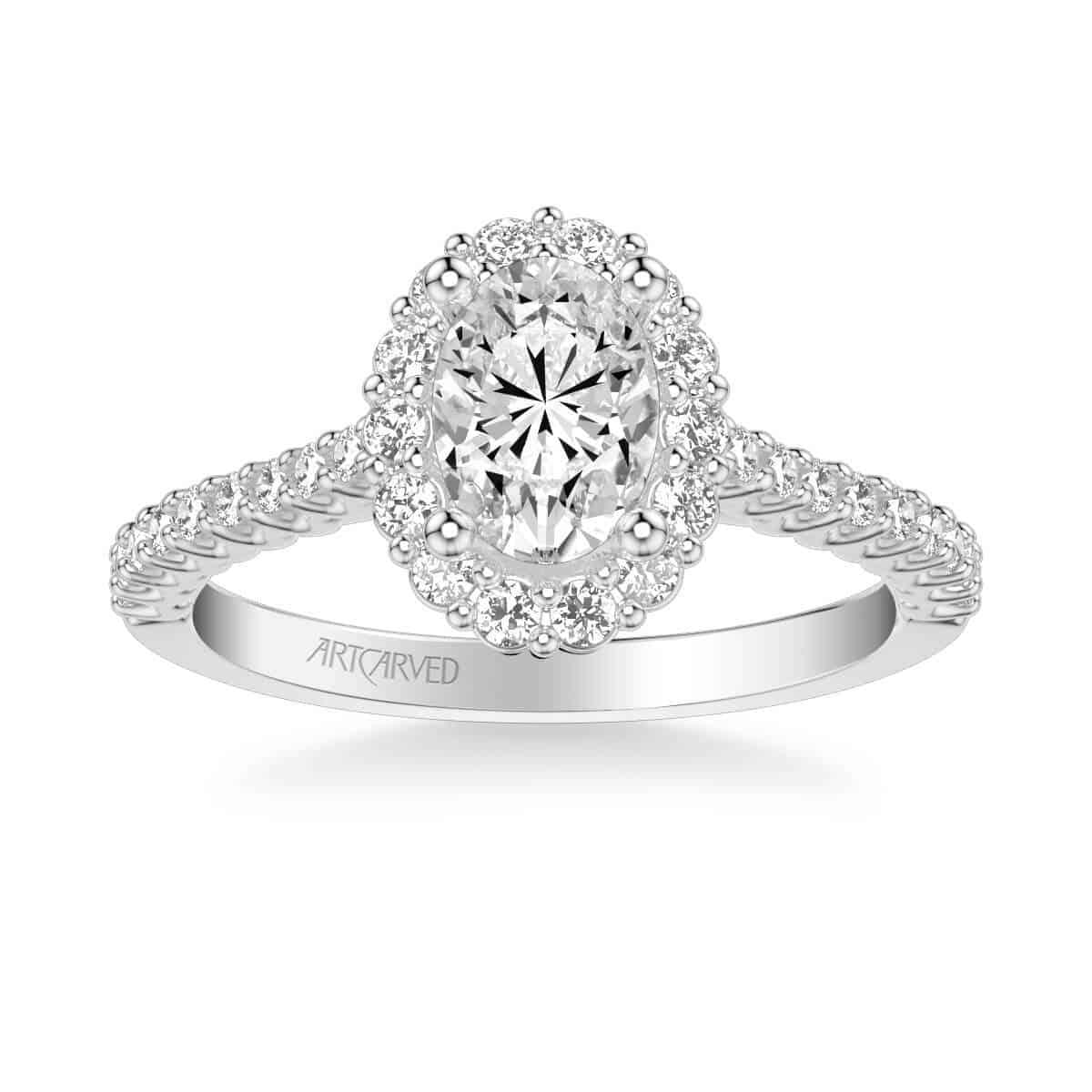 ArtCarved "Jocelyn" White 14 Karat Gold Diamond Engagement Ring Mounting Size 6.5 - view 2