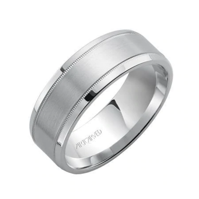 ArtCarved White 14 Karat Gold Wedding Band Size 10 (ART:11-WV591W55-G)