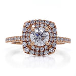 Diamond Designs Rose 18 Karat Gold Halo Diamond Engagement Ring Size 6.5 *