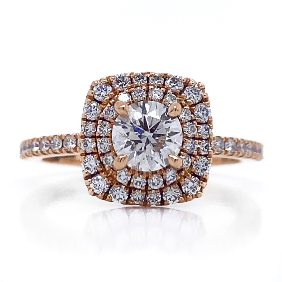 Diamond Designs Rose 18 Karat Gold Halo Diamond Engagement Ring Size 6.5 *