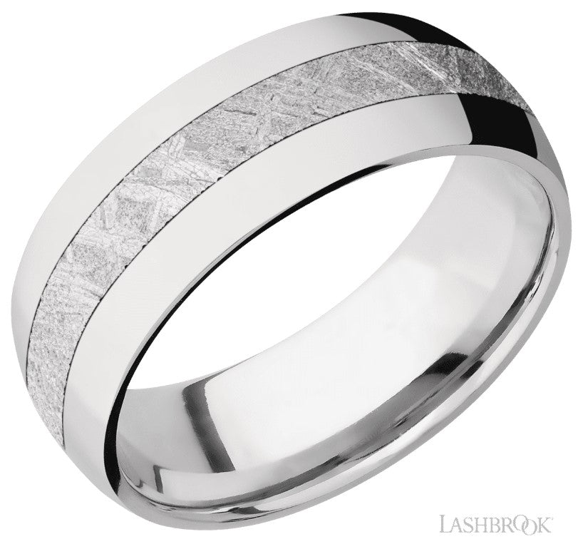 Lashbrook SS Sleeve Damascus Steel Meteorite Wedding Band Size 10 *