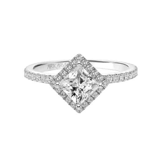ArtCarved White 14 Karat Gold Diamond Engagement Ring Mounting Size 6.5 *