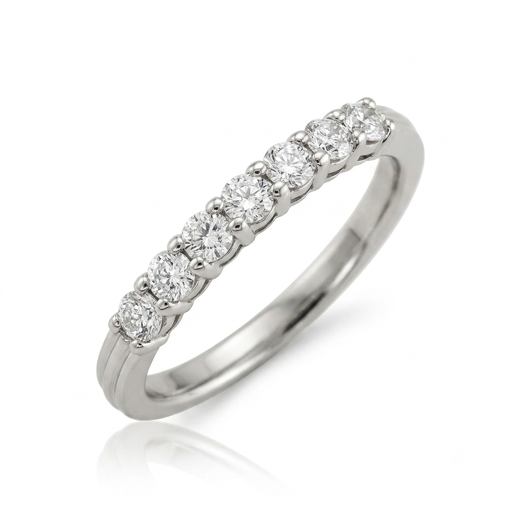 14K White Gold Wedding Band Size 6.5 0.35ctw