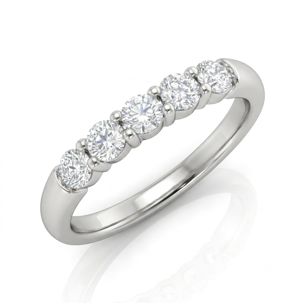 14K White Gold Wedding Band Size 6.5 Half Anniversary