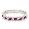 Diamond Designs White 14 Karat Gold Ruby Band Ring *