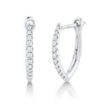 Shy Creation White 14 Karat Gold Diamond Medium Hoop Earrings *
