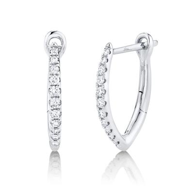 Shy Creation White 14 Karat Gold Diamond Medium Hoop Earrings *