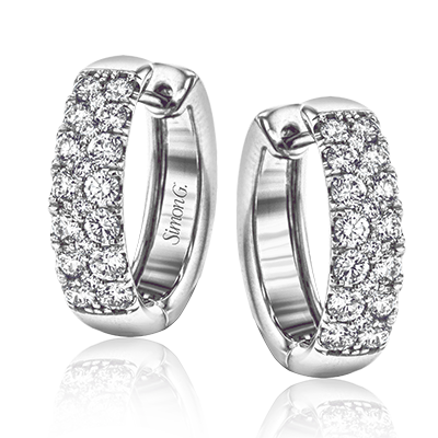 Simon G. LE4390 White Gold Diamond Simon-Set Collection Hoop Earrings*