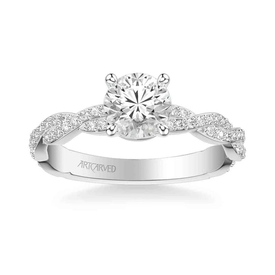 ArtCarved White 14 Karat Gold Diamond Engagement Ring Mounting Size 6.5 *