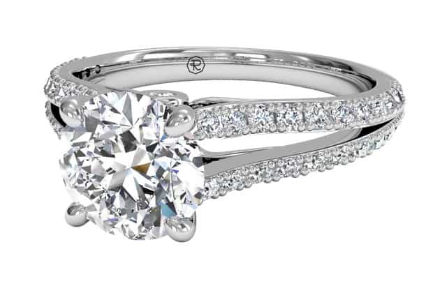 Ritani White 14 Karat Gold Diamond Engagement Ring Mounting Size 6.5 * - view 2