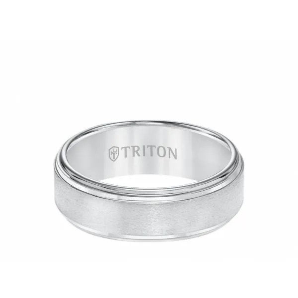 White Tungsten Carbide Satin Wedding Band Size 10 * - view 2