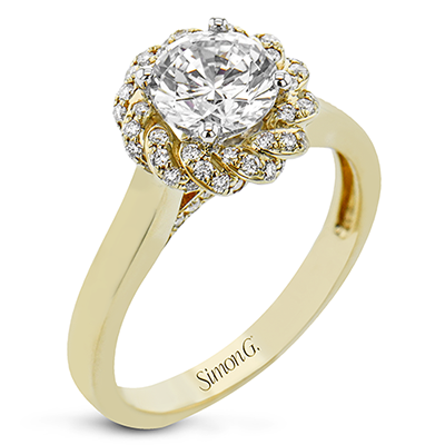Simon G. LR2902 Yellow Gold Diamond Halo Engagement Ring Mounting Size 6.5*