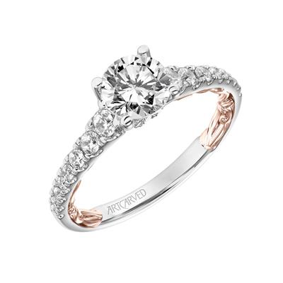 ArtCarved White & Yellow 14 Karat Gold Diamond Engagement Ring Mounting Size 6