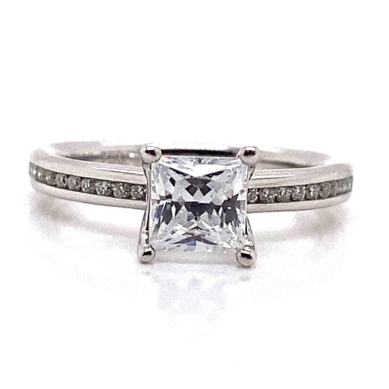 Ritani White 18 Karat Gold Diamond Engagement Ring Mounting Size 6.5 * - Diamond Designs