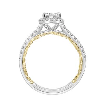 ArtCarved "Falyn" White & Yellow 14 Karat Gold Diamond Engagement Ring Mounting Size 6.5 - view 5