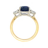 Diamond Designs White and Yellow Gold Cushion Sapphire and Diamond Ring Size 6.5*