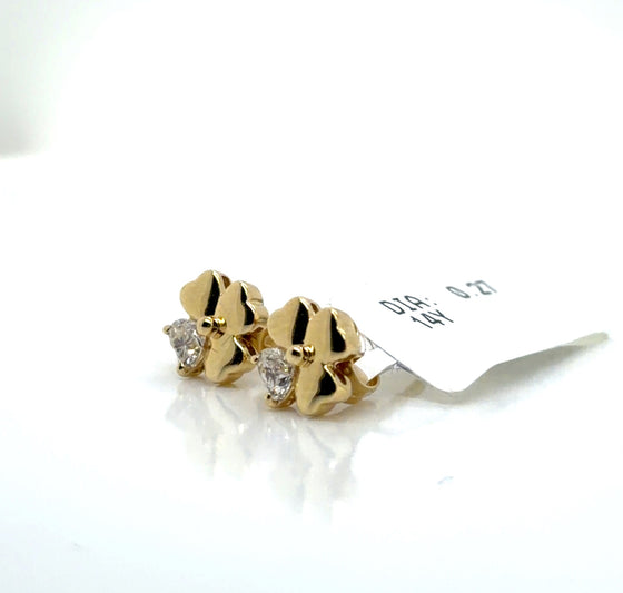 Yellow 14 Karat Gold Diamond Earrings