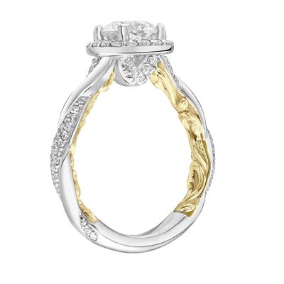 ArtCarved "Ainsley" White & Yellow 14 Karat Gold Diamond Engagement Ring Mounting Size 6.5 - view 4