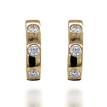  Diamond Designs Yellow 14 Karat Gold Inset Diamond Hoop Earrings *