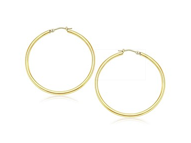 14 Karat Yellow Gold Polished 40mm Hoop Earrings